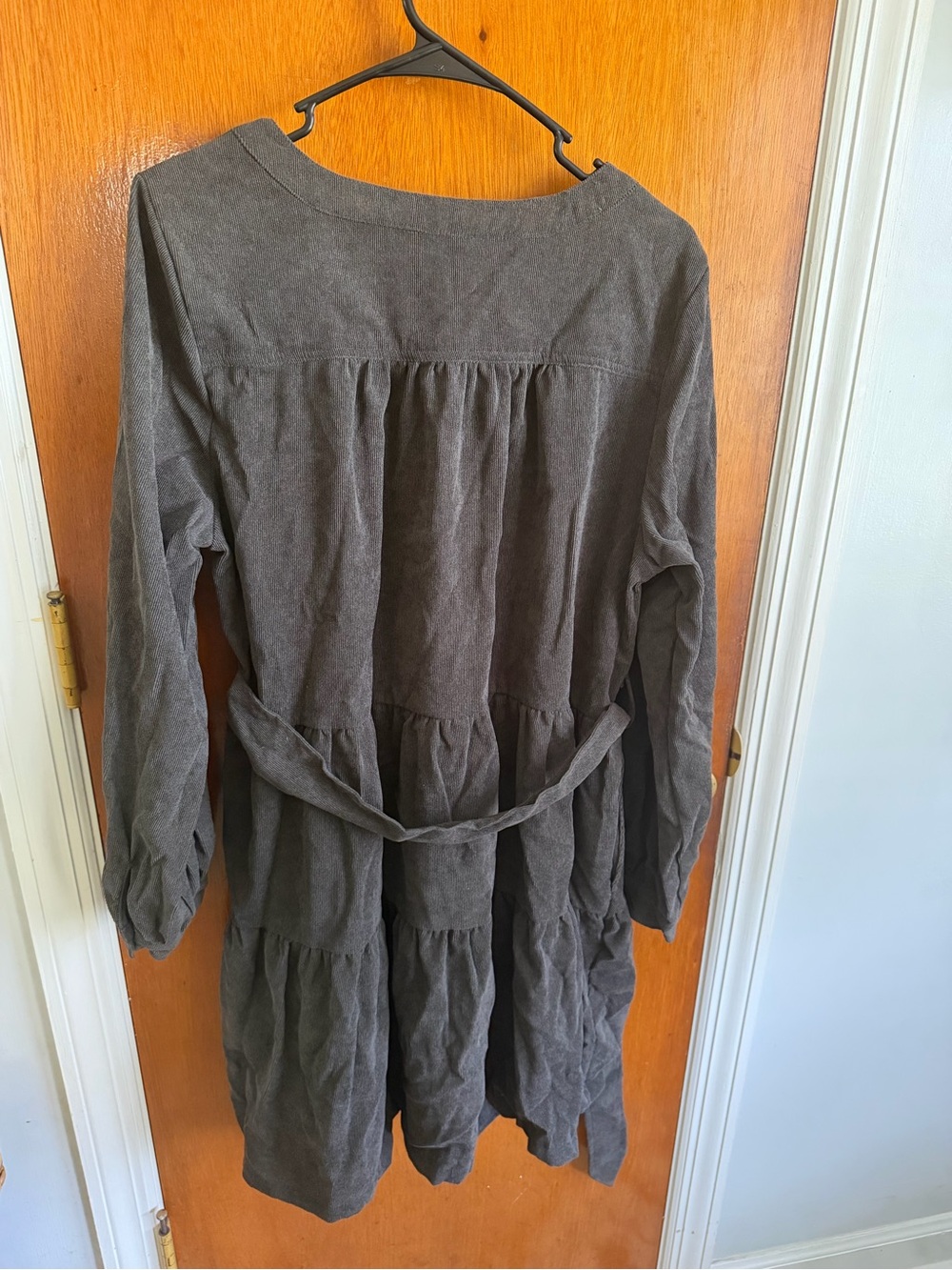 Simply Southern Charcoal Gray Tiered Button-Front Dress with Tie Waist - Picture 5 of 6